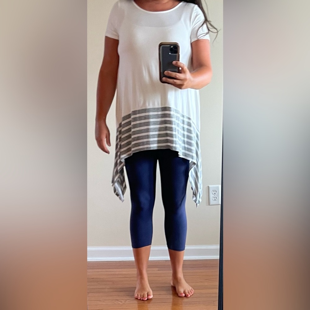 ODDY womens size small tunic top with cross-cross back.